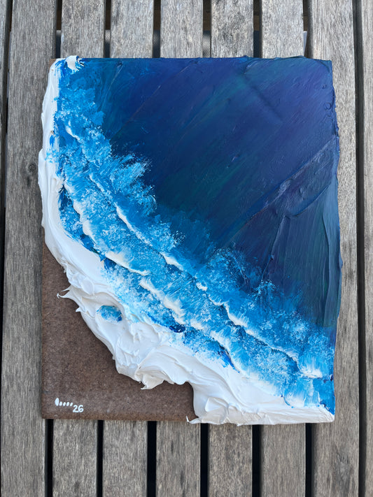 Décoration d’intérieur minimaliste : Vagues texturées - Acrylique texturée sur bois