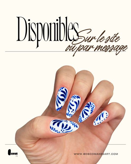 Press-on nails - Inspi Méditerranée Azulejos