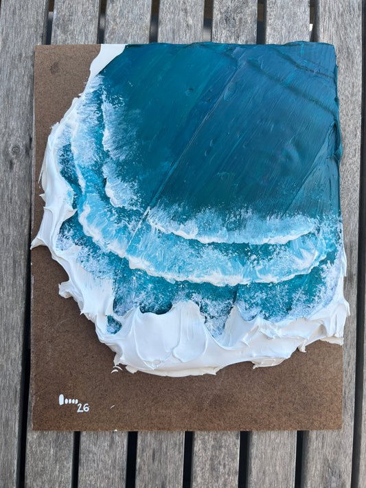 Décoration d’intérieur minimaliste : Vagues texturées - Acrylique texturée sur bois