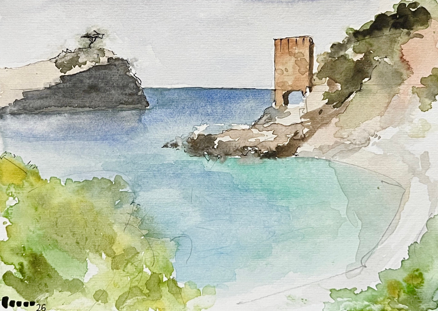 Aquarelle IMPRESSION : Calanques - Erevine