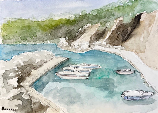 Aquarelle IMPRESSION : Calanques - Figuières