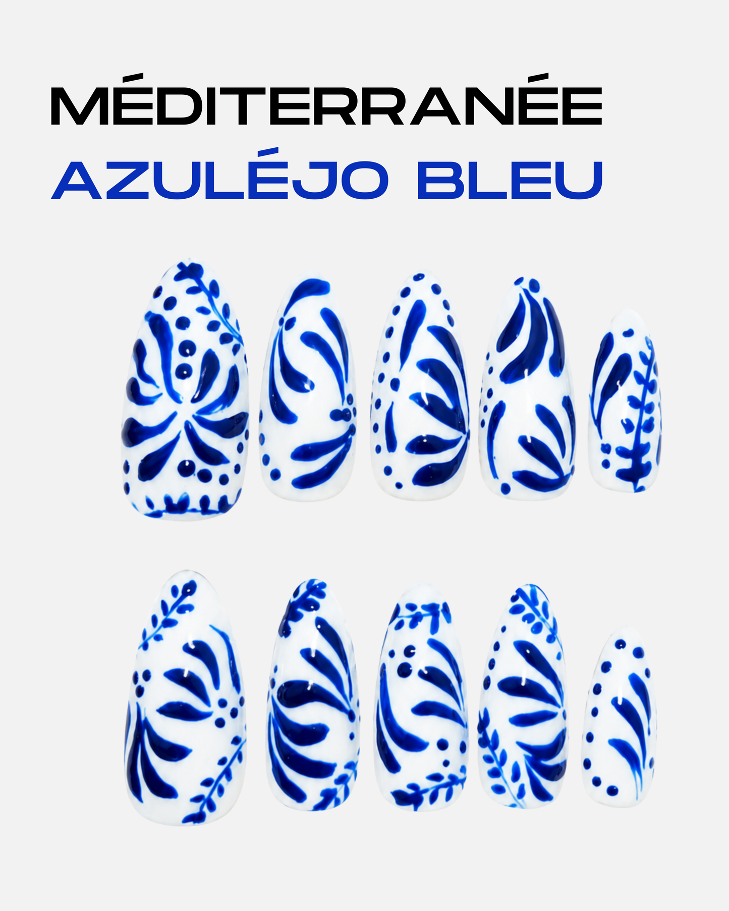Press-on nails - Inspi Méditerranée Azulejos