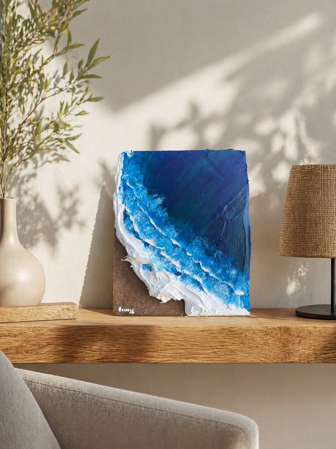 Minimalist Interior Design: Textured Waves - Textured Acrylic on Wood