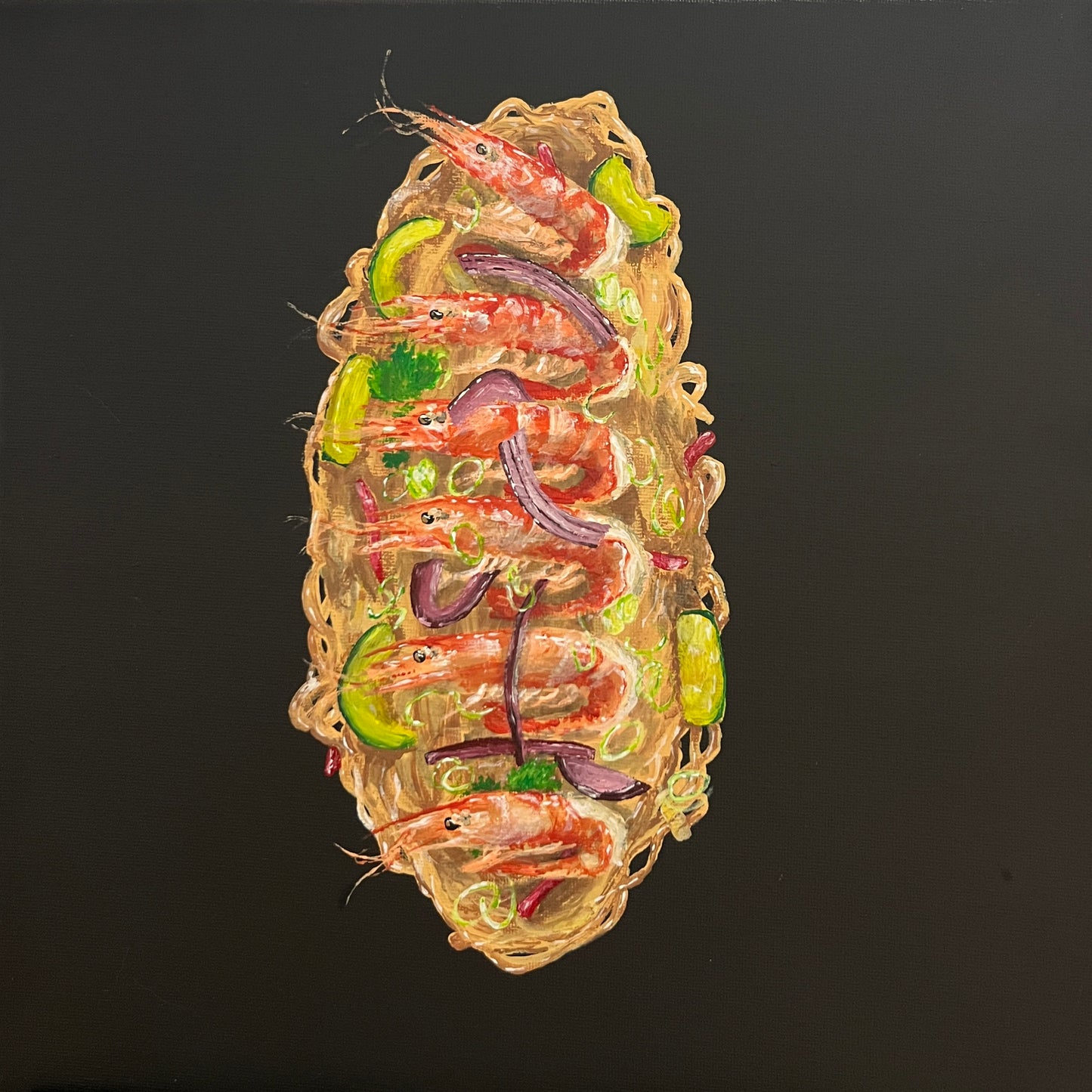 Décoration peinture acrylique sur toile - Crevettes