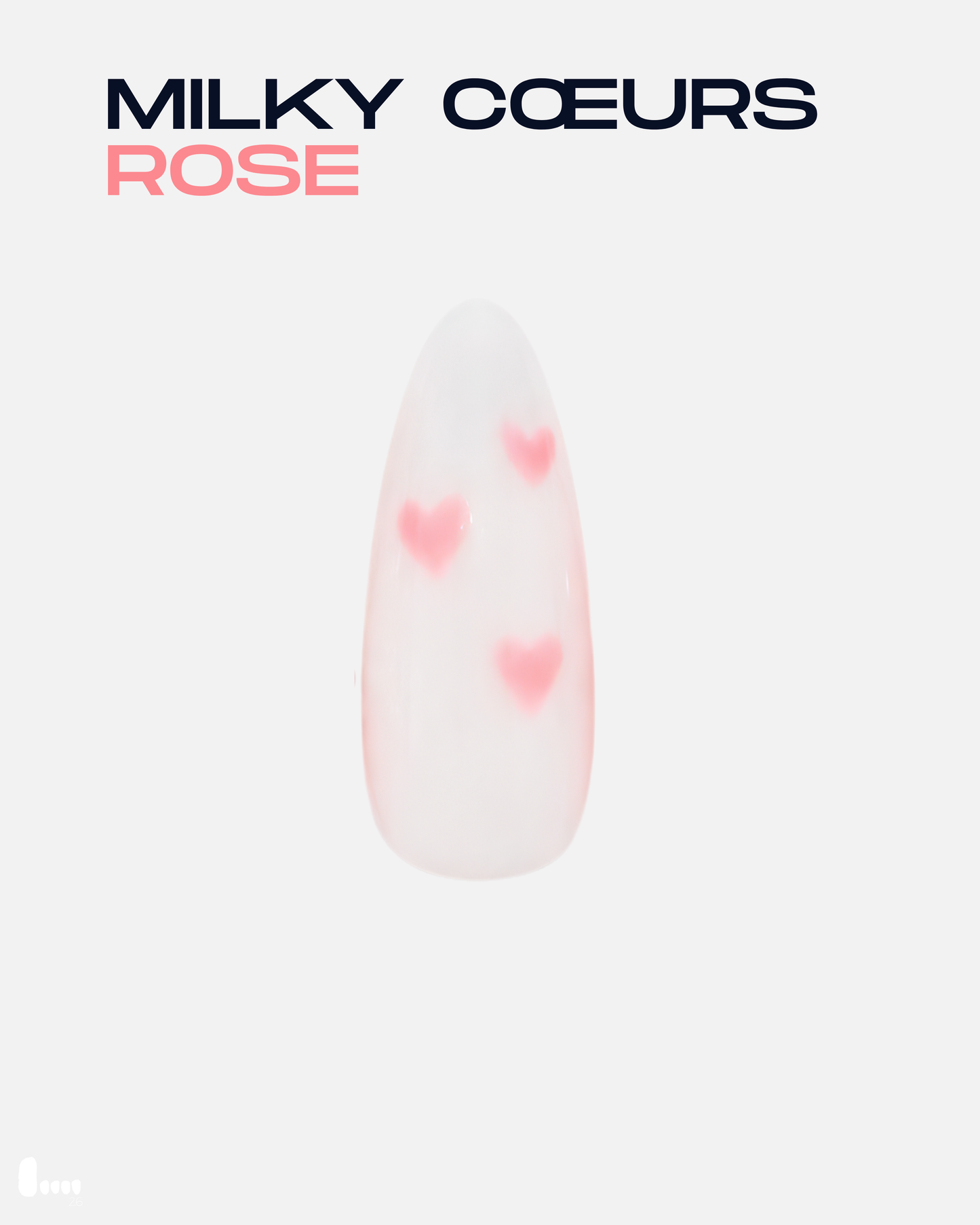 Press-on nail unité - Milky cœurs