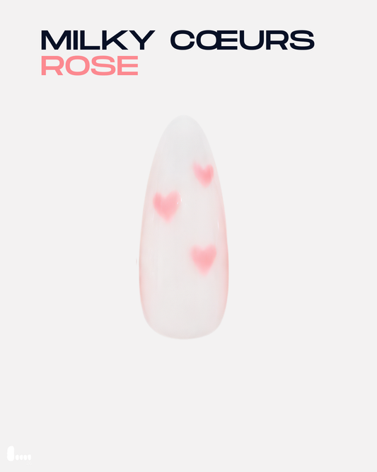 Press-on nail unité - Milky cœurs