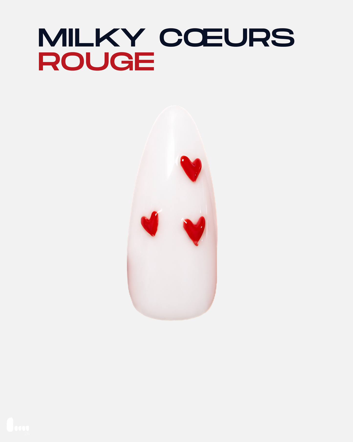 Press-on nail unité - Milky cœurs