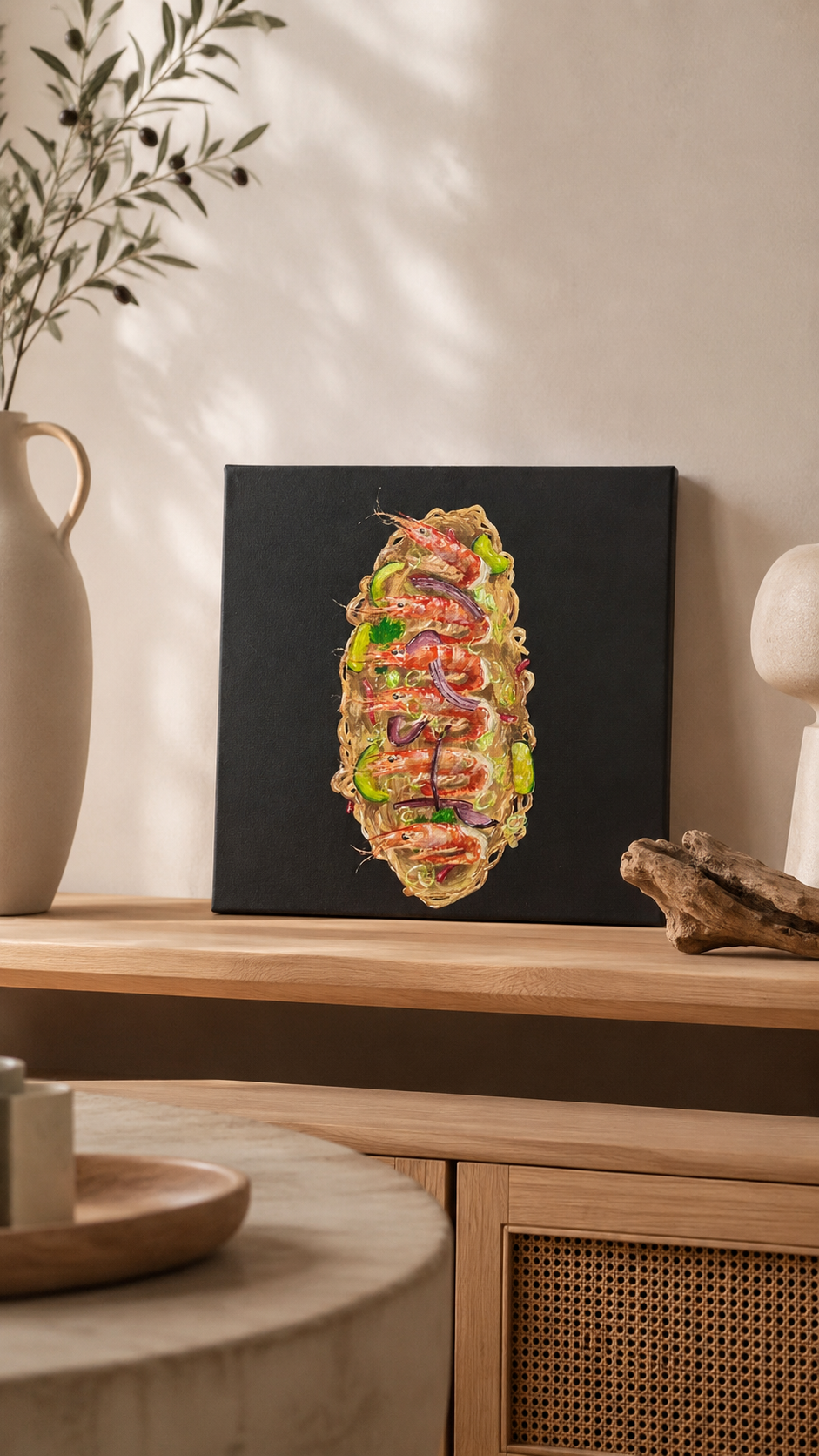 Décoration peinture acrylique sur toile - Crevettes